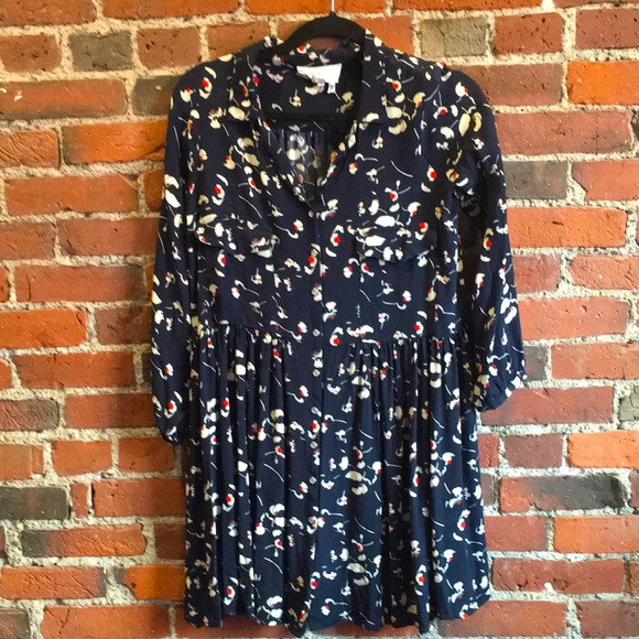 ba&sh Dresses & Skirts - NWOT ba&sh Navy Printed Button Dress- Size XS